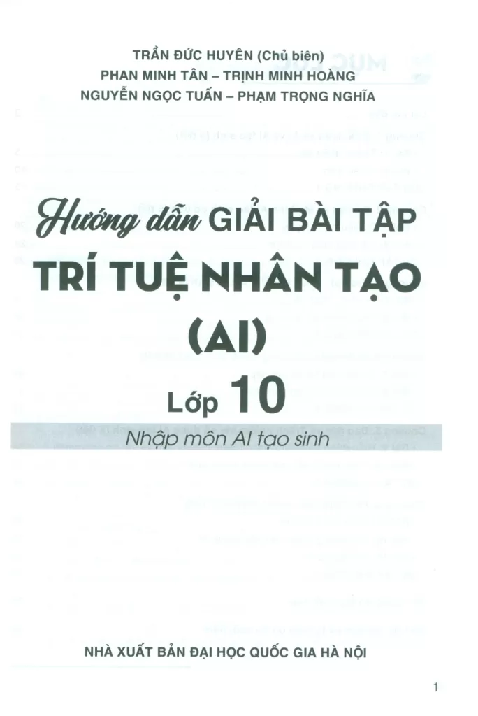 HƯỚNG DẪN GIẢI BÀI TẬP TRÍ TUỆ NHÂN TẠO (AI) LỚP 10 - Nhập môn AI tạo sinh